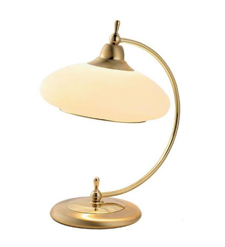 Złota lampka nocna Agat w stylu klasycznym na komodę stolik nocny