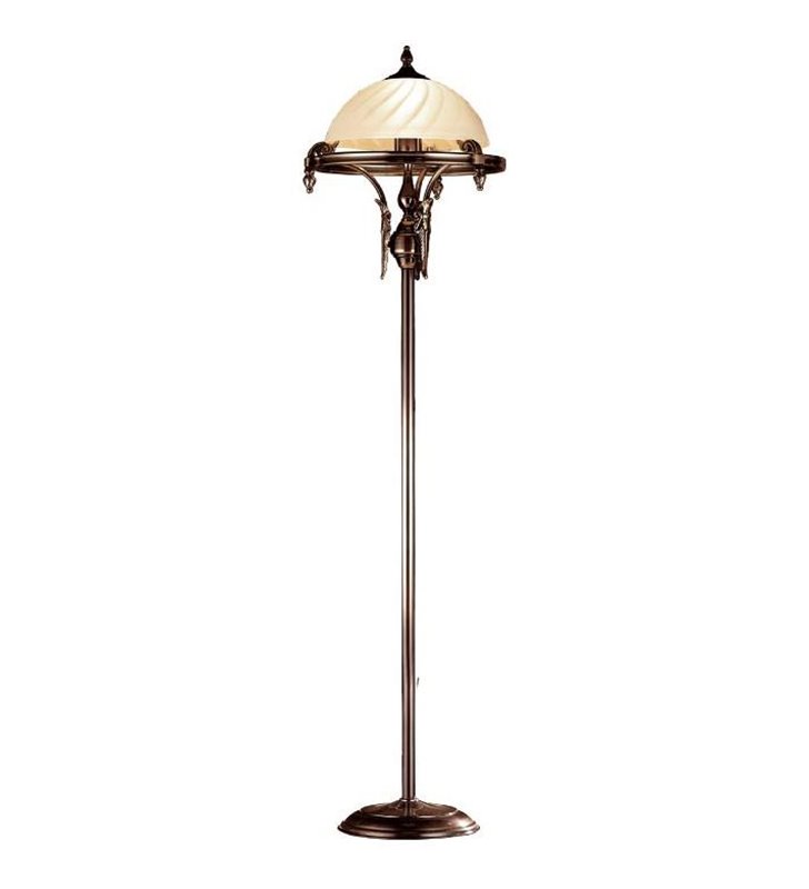 Lampa stoojąca Cordoba II patyna matowa kremowy szklany klosz dekoracyjny korpus