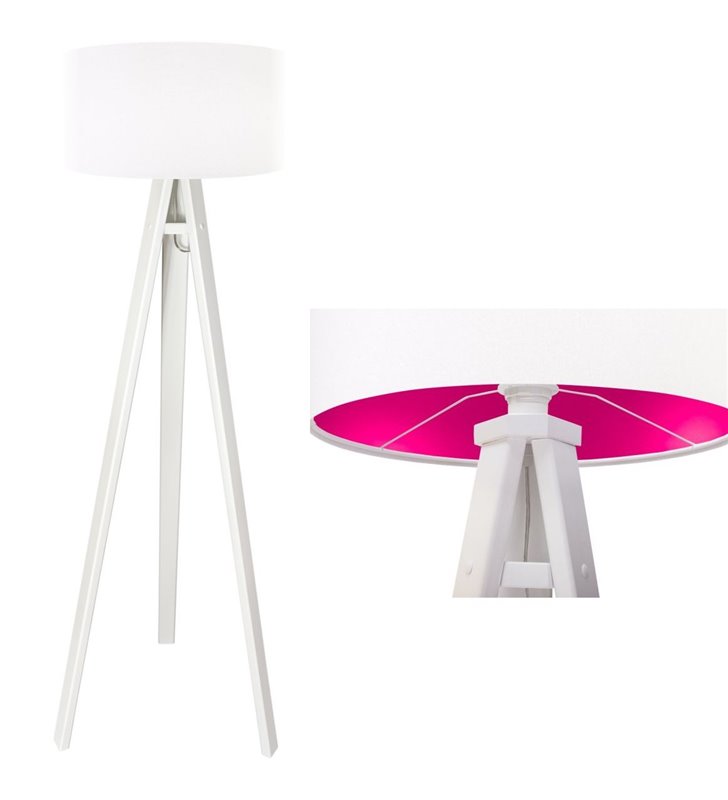 Lilia Różowa biała lampa podłogowa abażur z weluru wewnątrz różowy do sypialni salonu jadalni pokoju dziecka