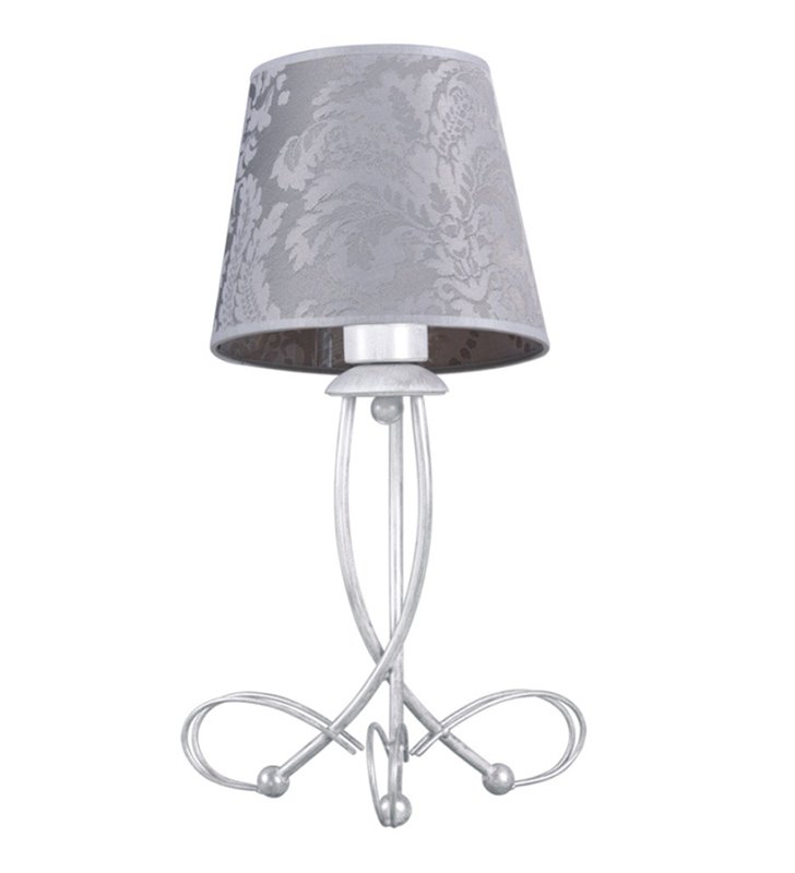 Lampa stołowa Diana klasyczna z jasną podstawą i abażurem na stolik nocny komodę