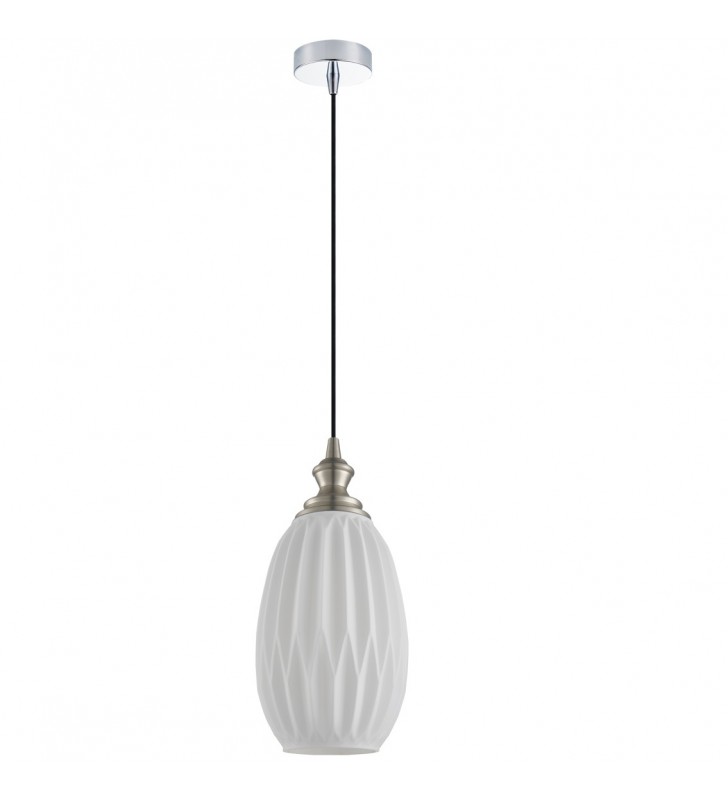 Stylowa szklana oryginalna lampa wisząca w kolorze białym Rodez - OD RĘKI