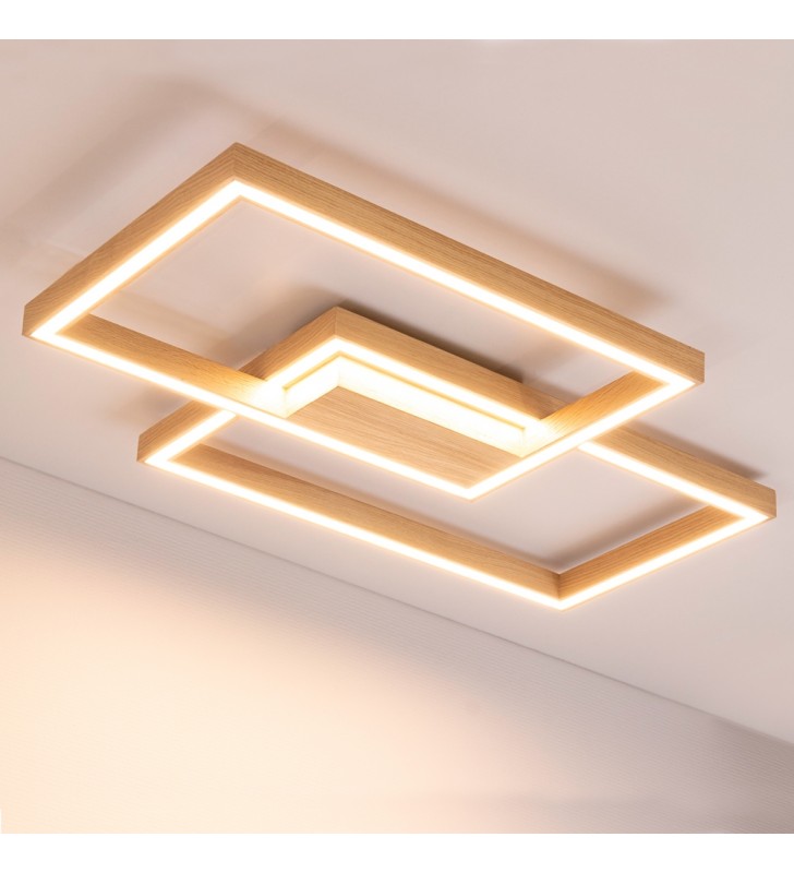 Drewniany nowoczesny plafon LED Ramme