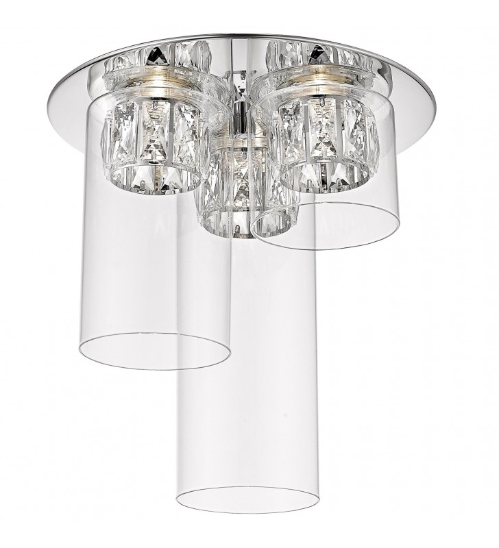 Szklana okrągła lampa sufitowa Gem 3 podwójne klosze ze szkła styl glamour