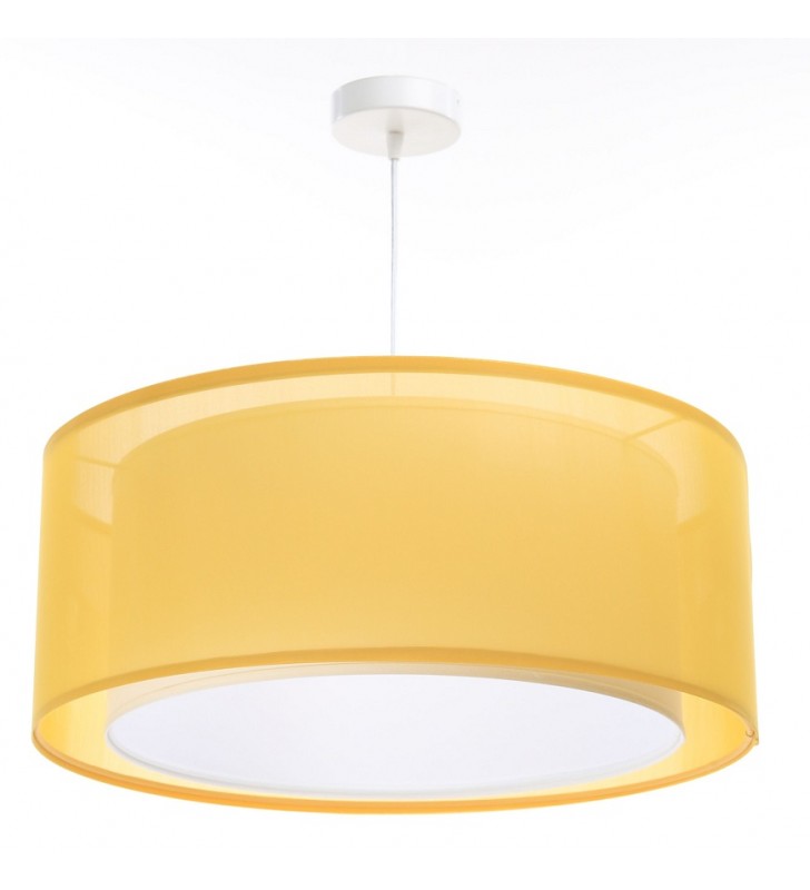 Żółta lampa zwisająca z abażurem Isadora 50cm do salonu sypialni jadalni nad stół