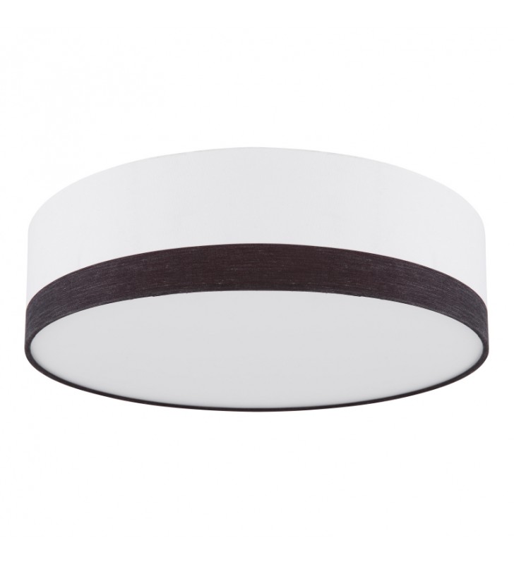 Materiałowy biały okrągły plafon z czarnym pasem Maggy LED 38cm zmiana barwy światła