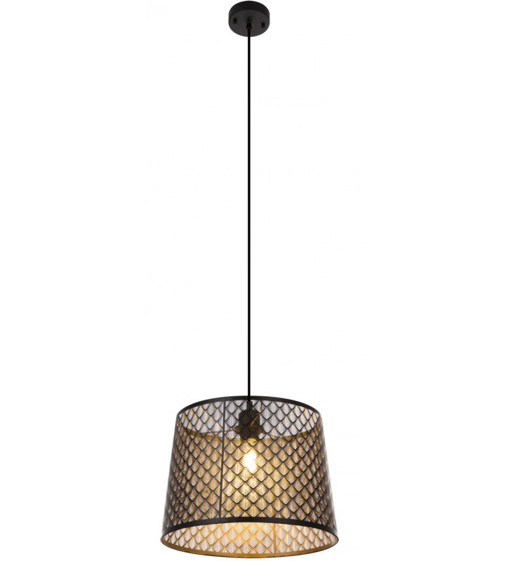 Czarno złota metalowa lampa wisząca Becca dekoracyjny klosz 35cm