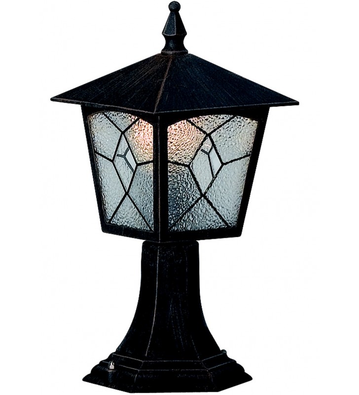 Czarny niski słupek ogrodowy Atlanta latarenka 37cm zewnętrzna lampa stojąca