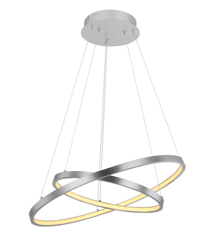 Lampa wisząca Ralph LED nikiel mat 2 metalowe pierścienie
