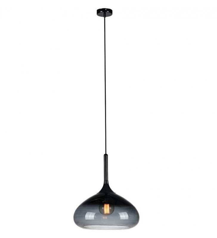 Szklana lampa wisząca Cooper czarna nowoczesna klosz transparentny do jadalni kuchni sypialni salonu