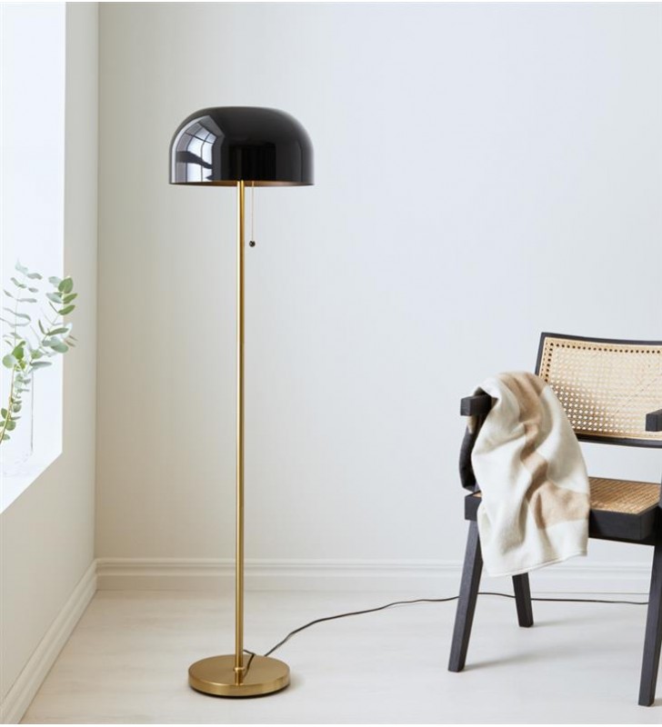 Lampa podłogowa z włącznikiem przy kloszu Blanca patyna czerń nowoczesna