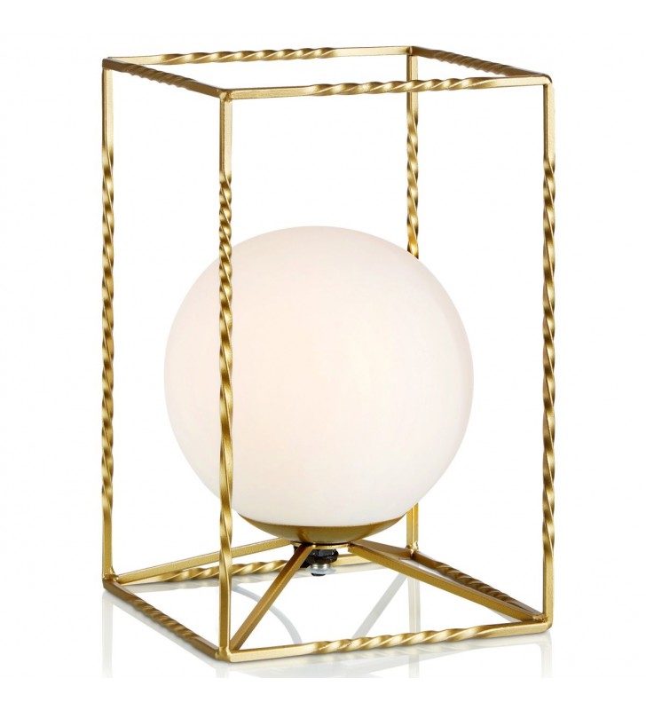 Lampa stołowa Eve złota ramka szklany klosz kula